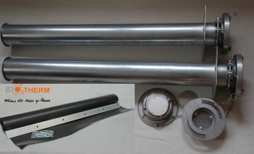 Pellet Storz Set 1000 mm mit bel. Aludeckel mit Prallschutzmatte /Wanddurchführung / Einblasstutzen